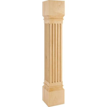 HARDWARE RESOURCES 6" Wx6"Dx35-1/2"H Rubberwood Fluted Post P27-6-RW